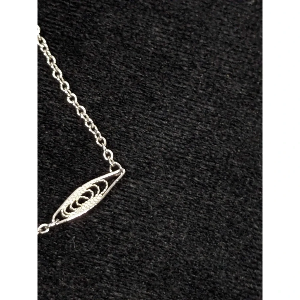 Vintage Napier Silver Tone Open‎ Work Oval Station Choker Necklace 15